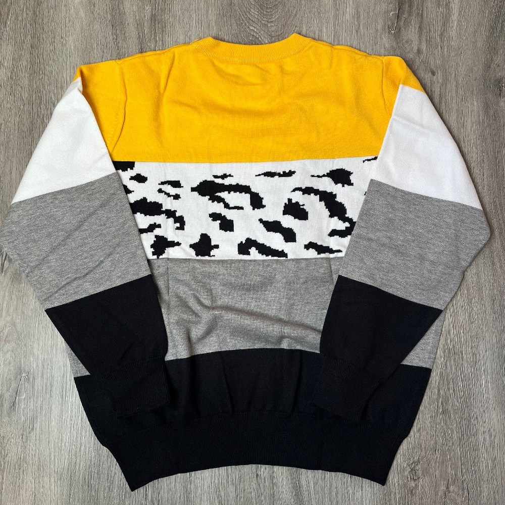 OnlyPuff Women Knitted Sweater Striped Long-Sleeve Leopard Pullover Top - Picture 8 of 10